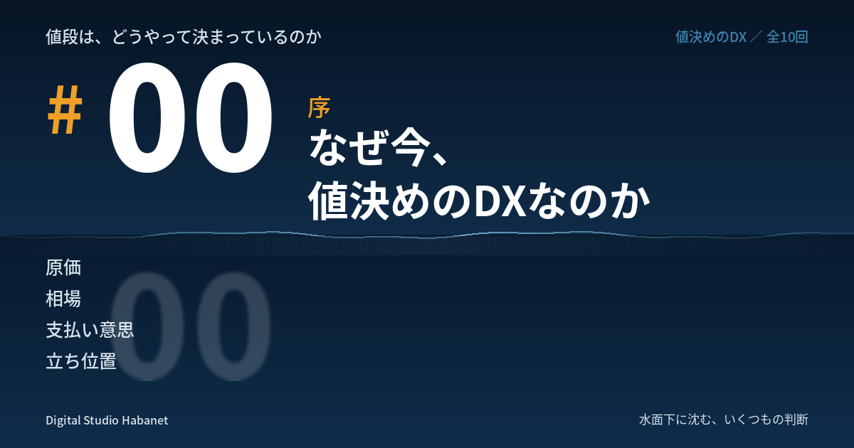 値段は、どうやって決まっているのか（0）なぜ今、値決めのDXなのか ── 序
